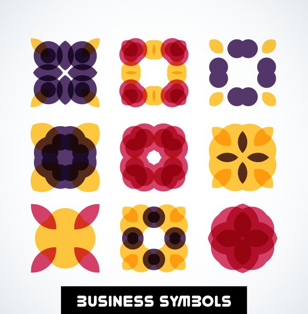 商业几何形状符号图标集图片下载