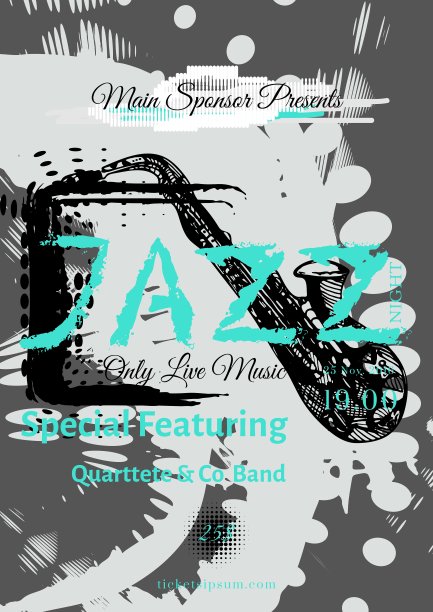 爵士摇滚或蓝调音乐海报模板图片下载