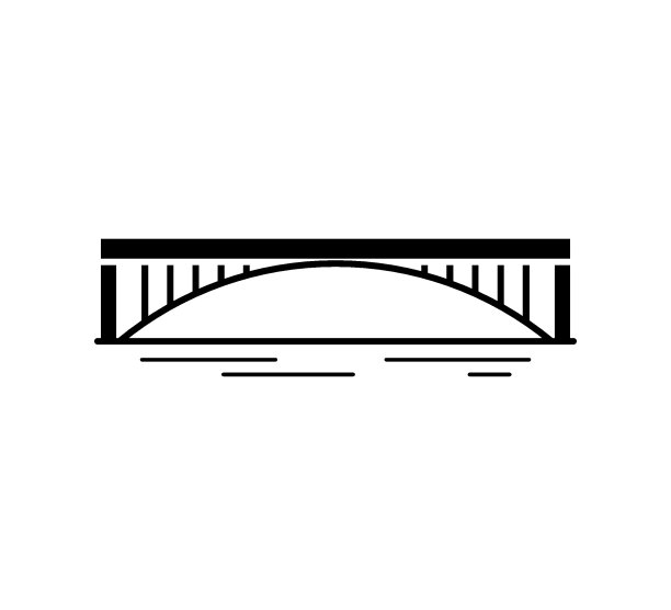 拱桥黑色剪影图标孤立在白色背景。城市建筑。矢量插图。图片下载