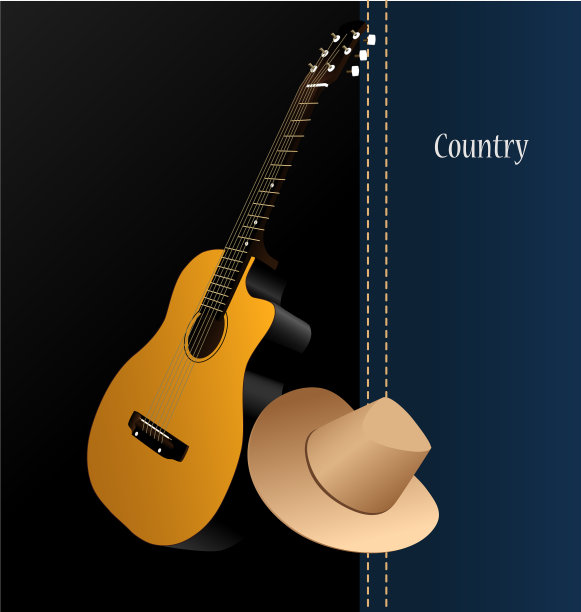 古典原声吉他牛仔帽图片下载