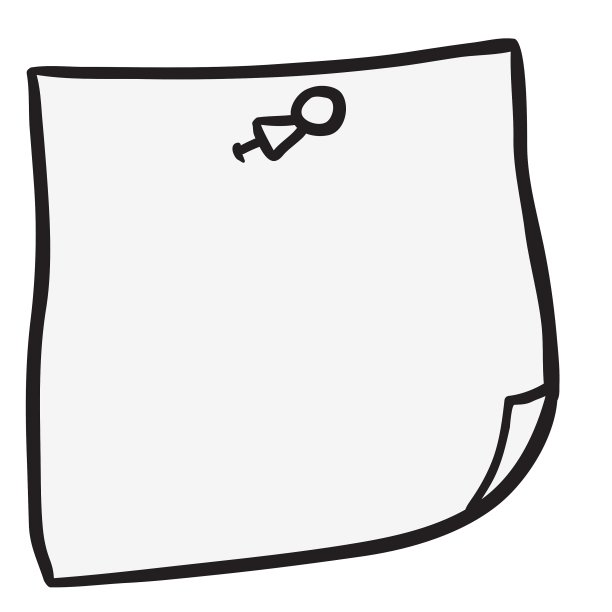 黑白手绘笔记纸与别针图片下载