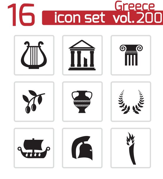 黑色希腊图标套装图片下载