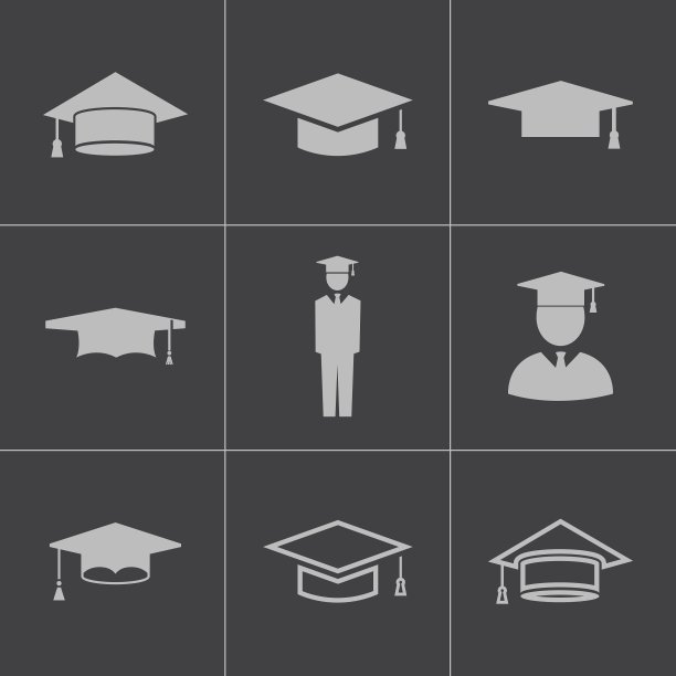 黑色学士帽图标合集图片下载