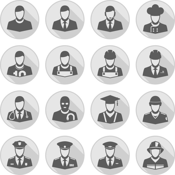 职业图标与长影子图片下载