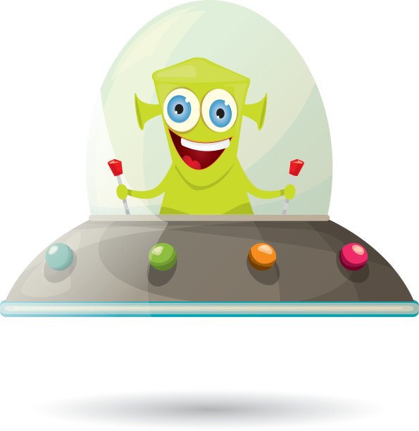 UFO绿色外星人飞碟图片下载