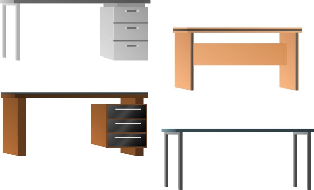 一套办公桌用于办公设备图片下载