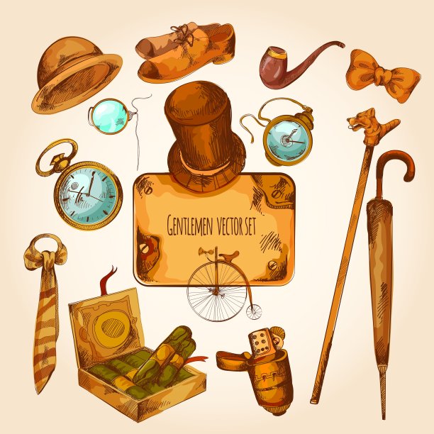 绅士素描彩色套装图片下载