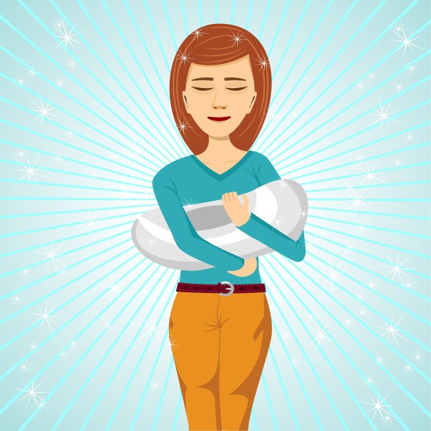 闭着眼睛抱着婴儿的女人图片下载