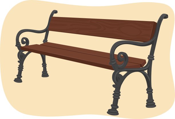 褐色背景上的木制公园长椅图片下载