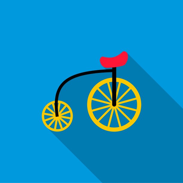高轮自行车图标平面风格图片下载