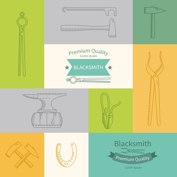 一组线性图标铁匠图片下载