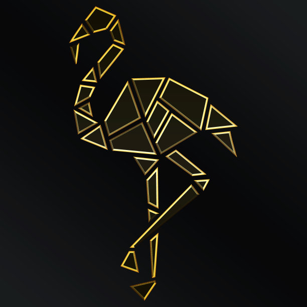 滑稽艺术金色鸵鸟插图图片下载