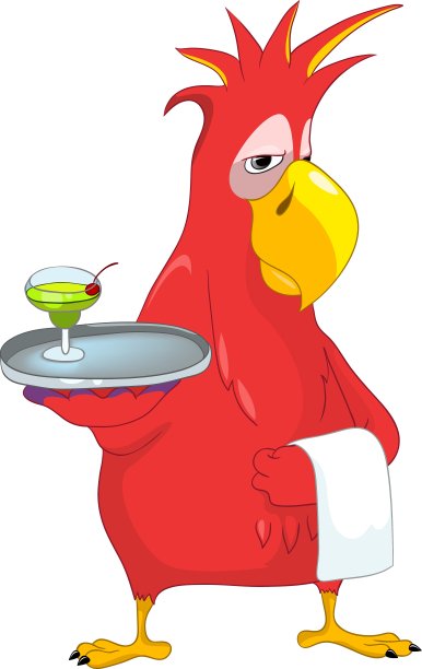 有趣的鹦鹉服务员图片下载