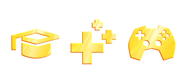 教育、休闲和健康的黄金标志。家居生活领域的金属套装物品。学习，关怀，娱乐生活方式图形元素孤立在白色背景图片下载