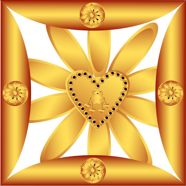 金色背景下的金色心形装饰图片下载