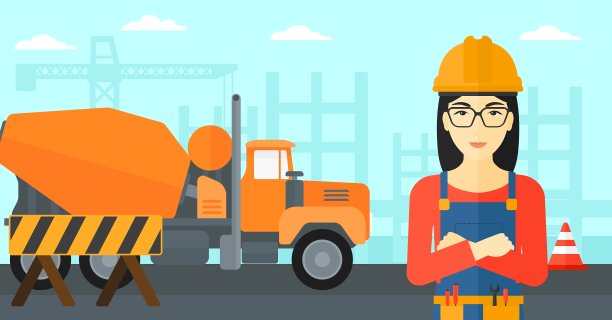 友好的建筑工人双臂交叉图片下载