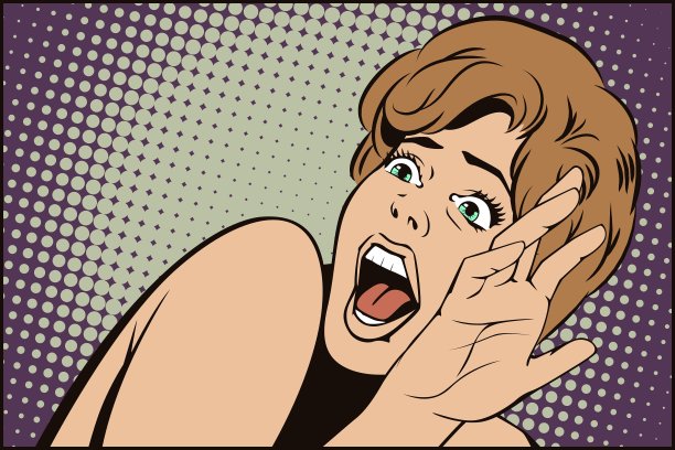 穿着复古风的女孩在恐怖中尖叫图片下载