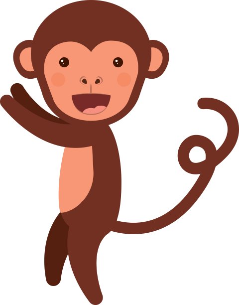有趣的猴子角色孤立图标设计图片下载