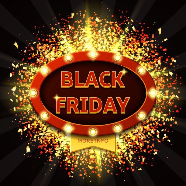 复古背景与发光的灯黑色星期五图片下载