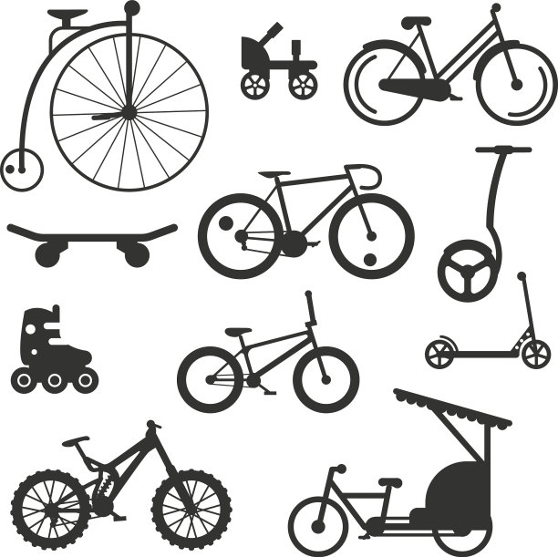 自行车黑色剪影山地骑行图片下载