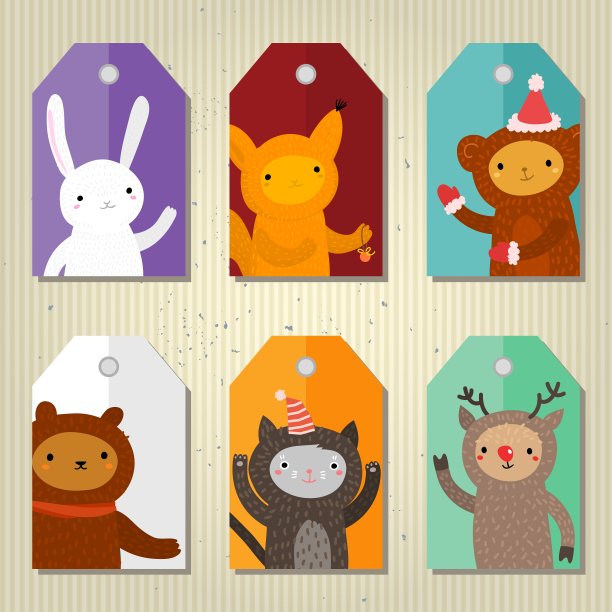 圣诞节和新年可爱的礼物标签图片下载