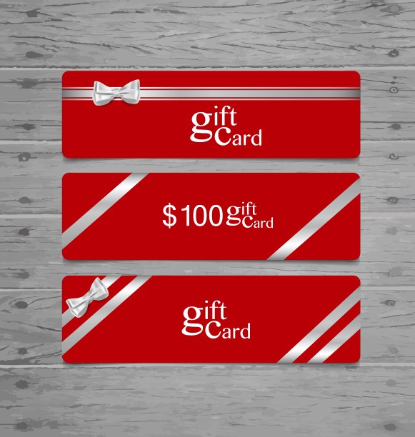 假日礼品券，礼品蝴蝶结和丝带图片下载