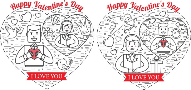 情人节贺卡标签徽章图片下载