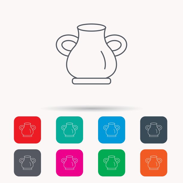 花瓶图标装饰复古双耳罐标志图片下载