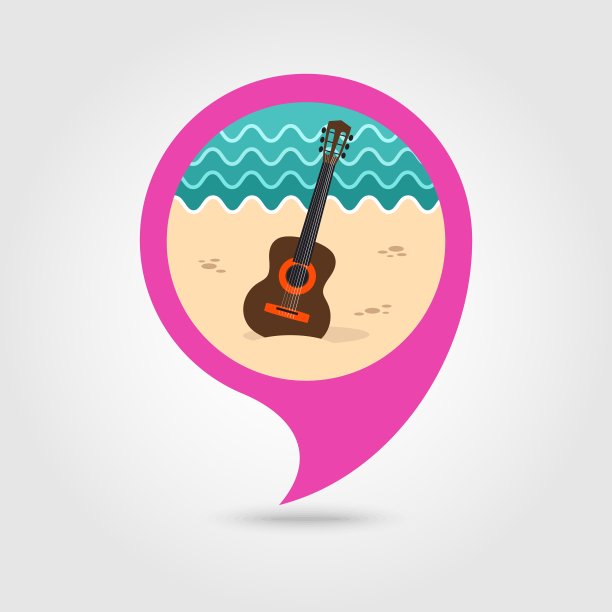 吉他沙滩针地图图标暑假图片下载