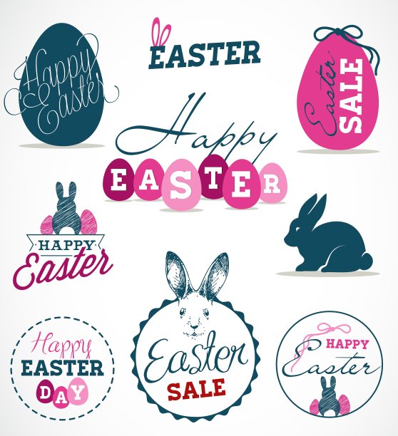 复活节贺卡设计元素图片下载