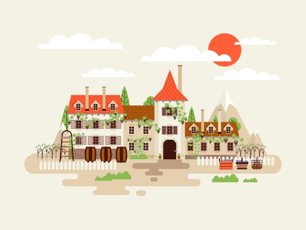 酒厂建筑立面与图片下载