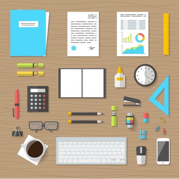 现代设计平面图标与长阴影图片下载