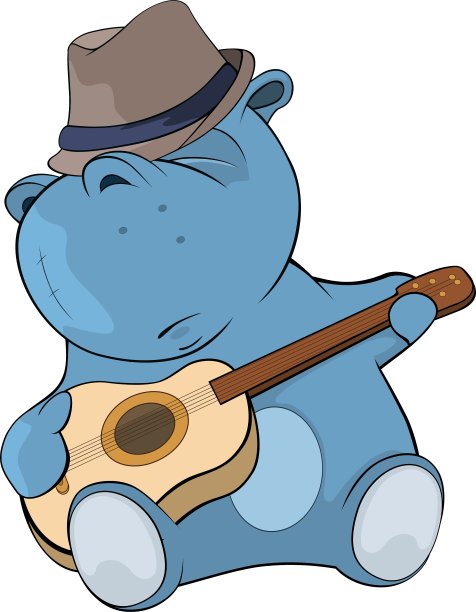 小河马吉他手卡通图片下载