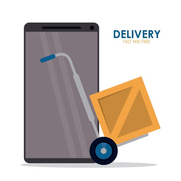 智能手机包裹和购物车图标交付和图片下载