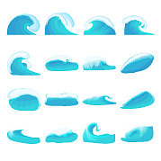 海浪图标设置卡通风格图片下载