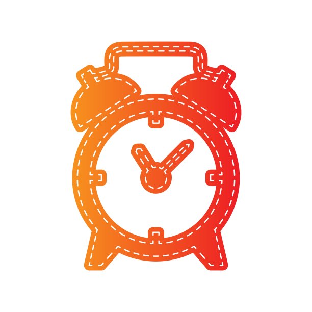 闹钟标志橙色贴花隔离图片下载