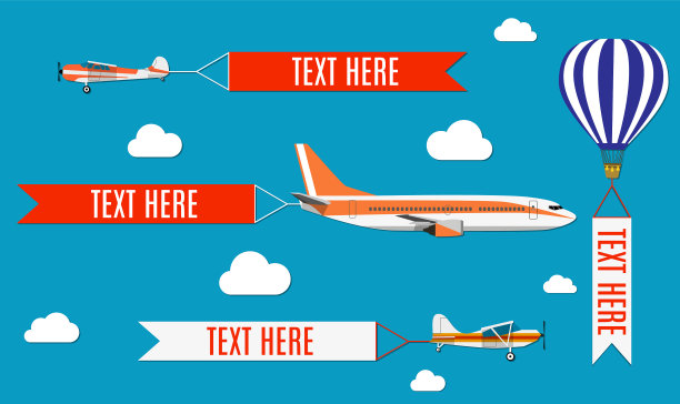 飞机飞机双翼飞机和热气球图片下载