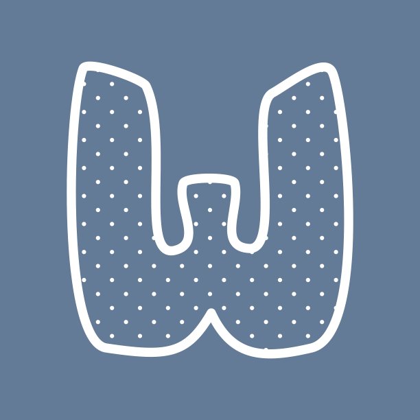 W字母与白色圆点在蓝色图片下载