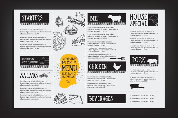 餐厅咖啡厅菜单模板设计美食传单图片下载