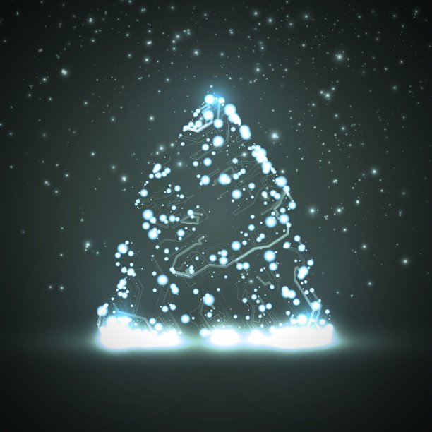 电路板背景圣诞树图片下载