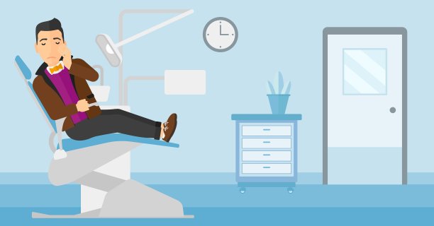 在牙科椅上受苦的人图片下载