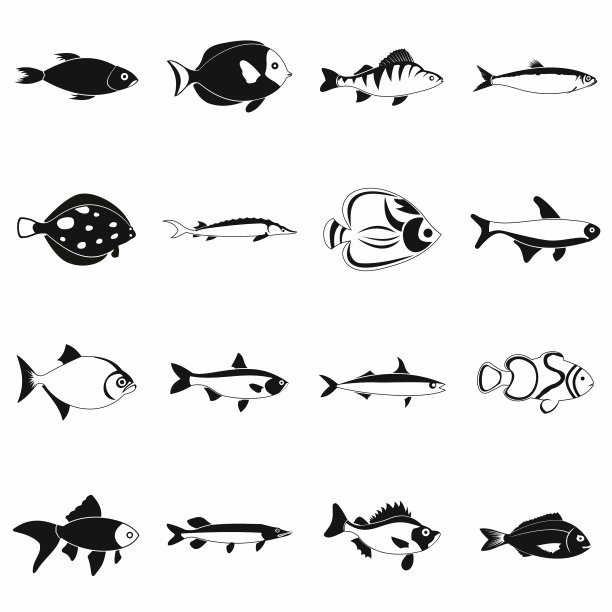 鱼的图标设置简单的风格图片下载