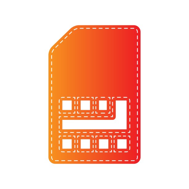 Sim卡标志橙色贴花隔离图片下载