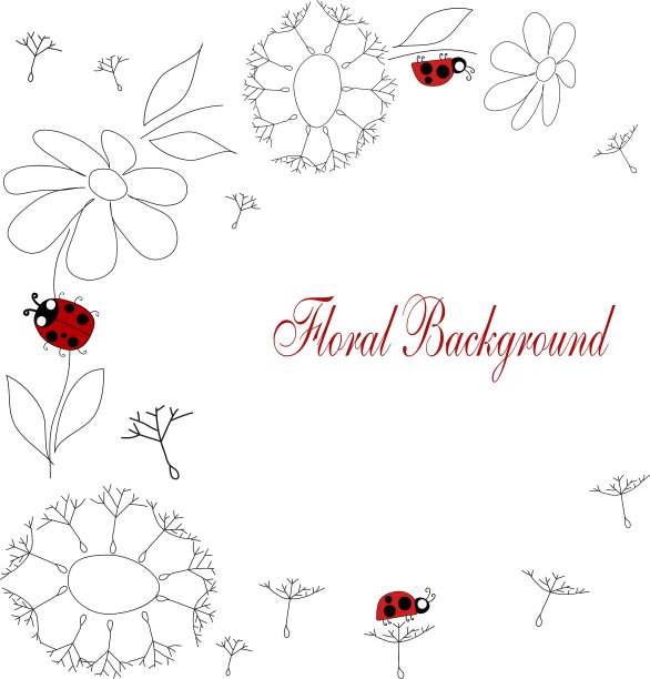 用花和昆虫画图片下载