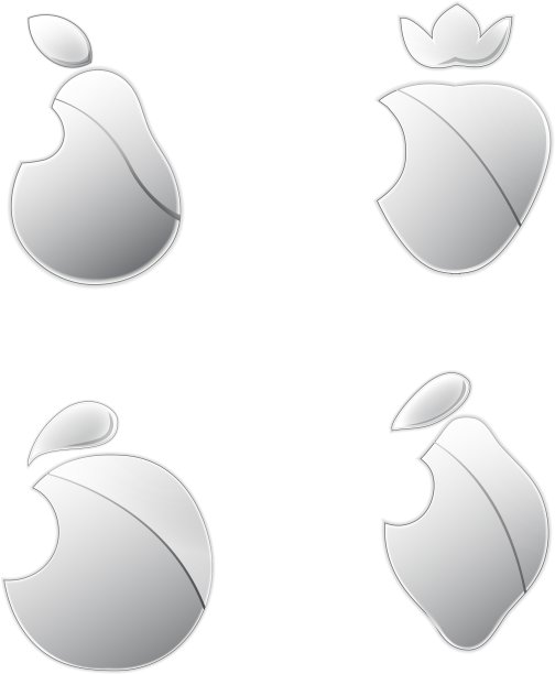 金属水果设置孤立的白色背景图片下载