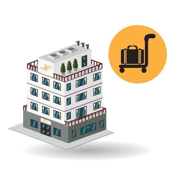 酒店设计旅游图标孤立和扁平图片下载