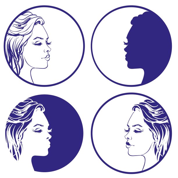 美丽女孩素描系列标志图片下载