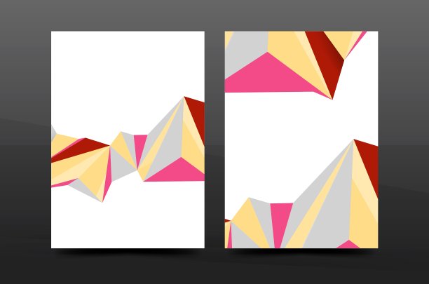 3d三角形形状的商业年报封面图片下载