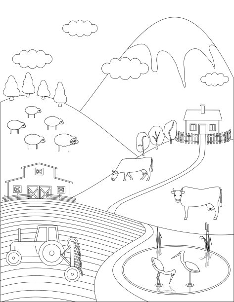 着色页面农村图片下载