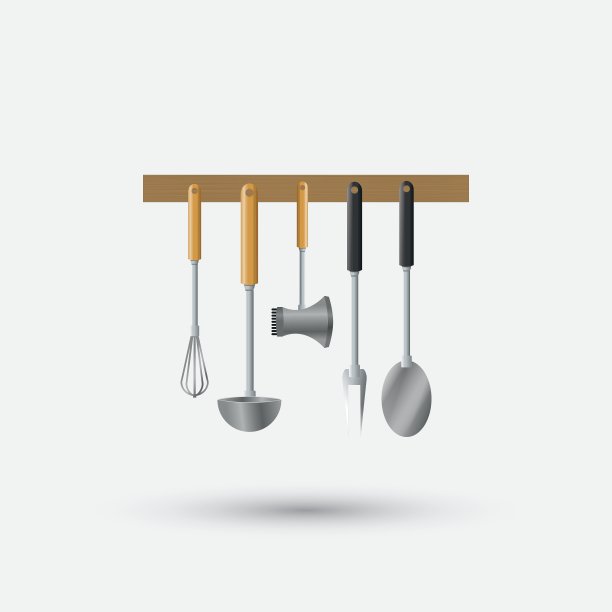 厨房设计用品图标白色背景图片下载